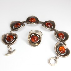 set modernist scandinav. cherry amber & argint, Frank Frederiksen cca 1970